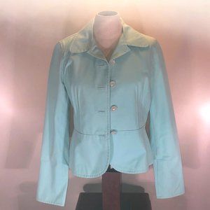 Ann Taylor, Blazer, Long Sleeve Sky Blue, Peplum hem, Cotton, Size 4